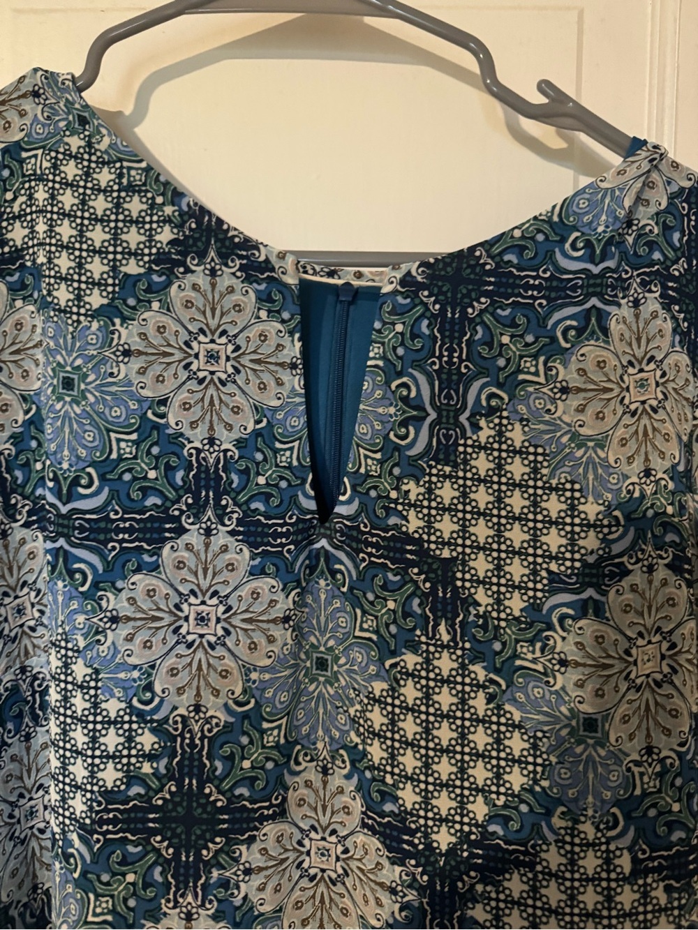 NWT Stunning Jessica Howard Blue Medallion Print Bell Sleeve Midi Dress Size 16 - Picture 10 of 10